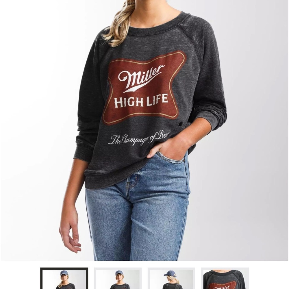 Miller High Life Burnout Relaxed Fit Dark Grey Sweatshirt, size M